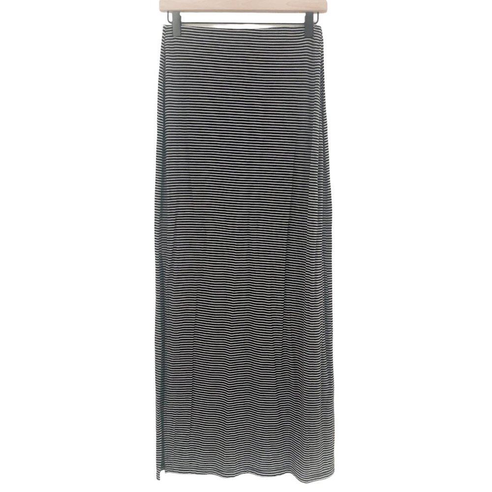 Old Navy Black + White Striped Maxi Skirt